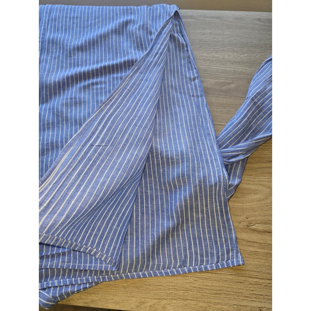 Love by Gap Womens Maxi Dress Medium Blue White Stripe Belted Linen Blend - Picture 7 of 15